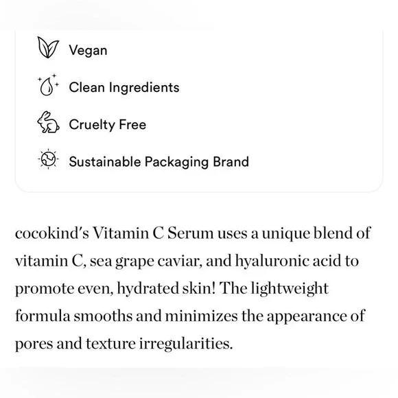 $10❤️‍🔥 Cocokind Vitamin C Serum w/ Sea Grape Caviar 🌊💧 NEW CLEAN BEAUTY - Picture 5 of 7